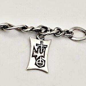 Vintage Antaya Sterling United Church of Christ Charm Bracelet | 7.25" Figaro